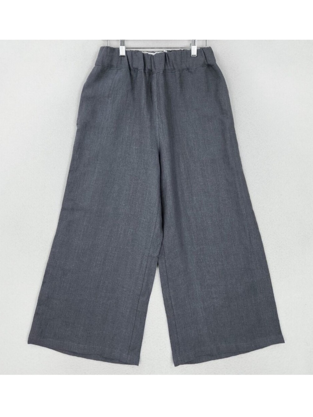 Amour Linen Cropped Wide Leg Pants Gray xl